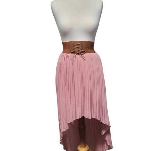 BB Couture Boho Pink Chiffon Corset Style Hi Low Skirt Size Small NEW - Picture 1 of 12